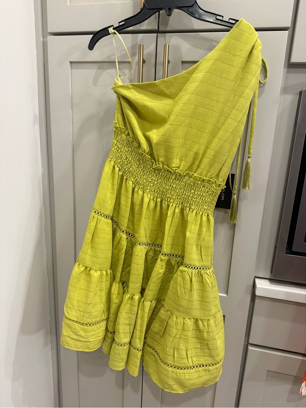 Taylor Green Lined Ruffle One Shoulder Dress Size Small NWT